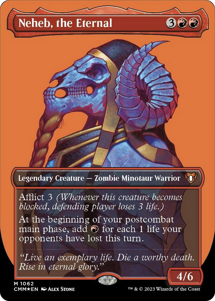 Neheb, the Eternal (Borderless Textured Foil Frame Break) [Commander Masters] | Deep Dive Games St. Marys