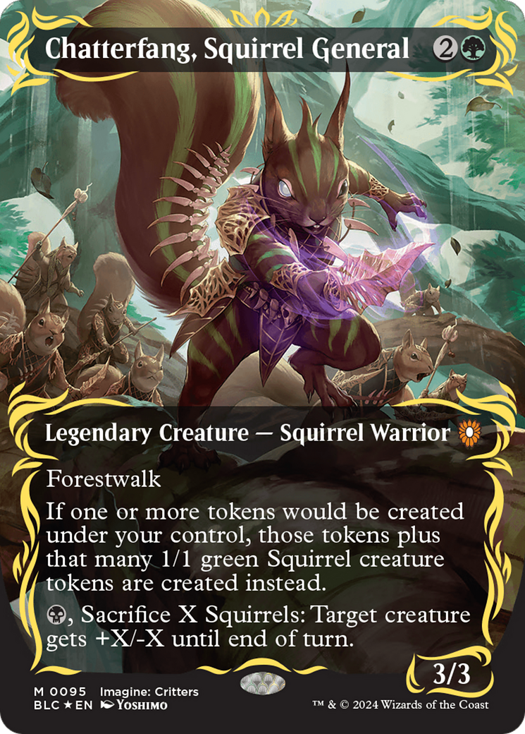 Chatterfang, Squirrel General (Borderless) (Raised Foil) [Bloomburrow Commander] | Deep Dive Games St. Marys