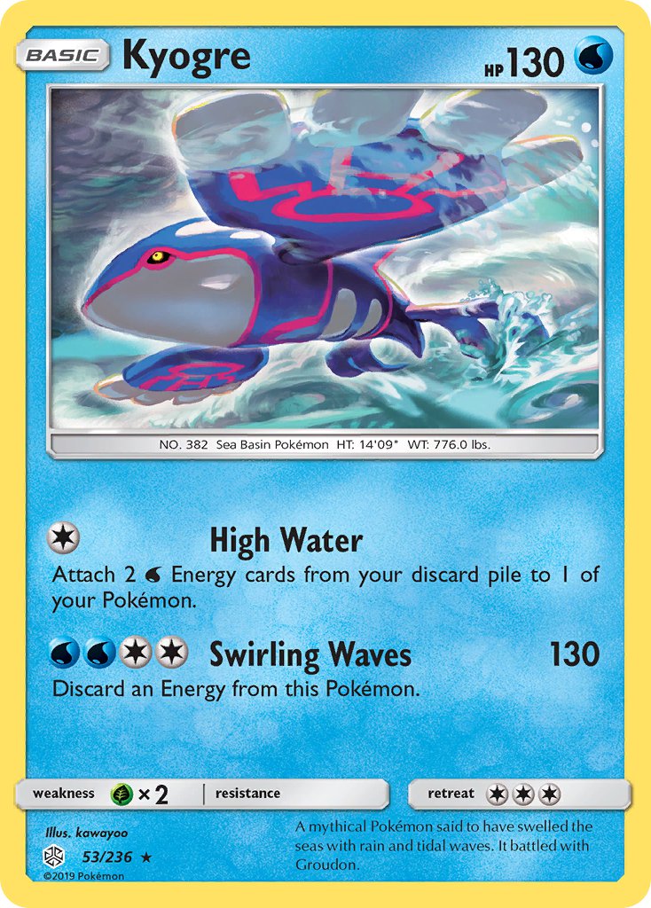 Kyogre (53/236) (Cracked Ice Holo) (Theme Deck Exclusive) [Sun & Moon: Cosmic Eclipse] | Deep Dive Games St. Marys