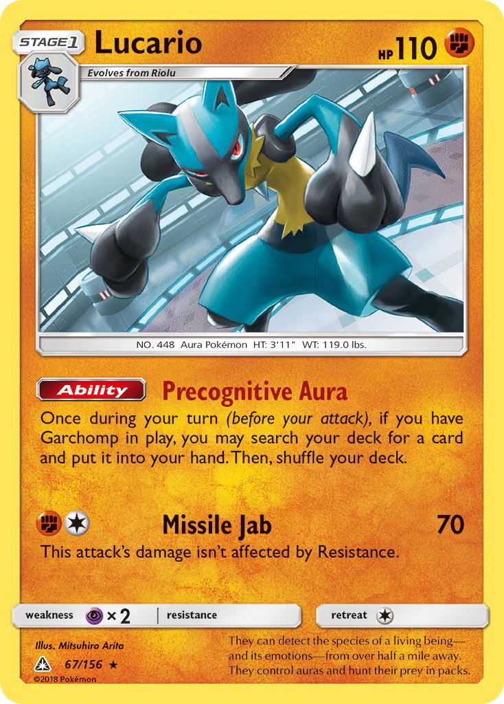 Lucario (67/156) (Theme Deck Exclusive) [Sun & Moon: Ultra Prism] | Deep Dive Games St. Marys