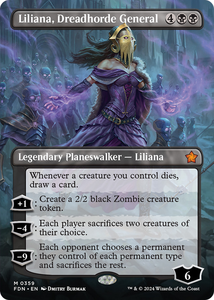 Liliana, Dreadhorde General (Borderless) [Foundations] | Deep Dive Games St. Marys