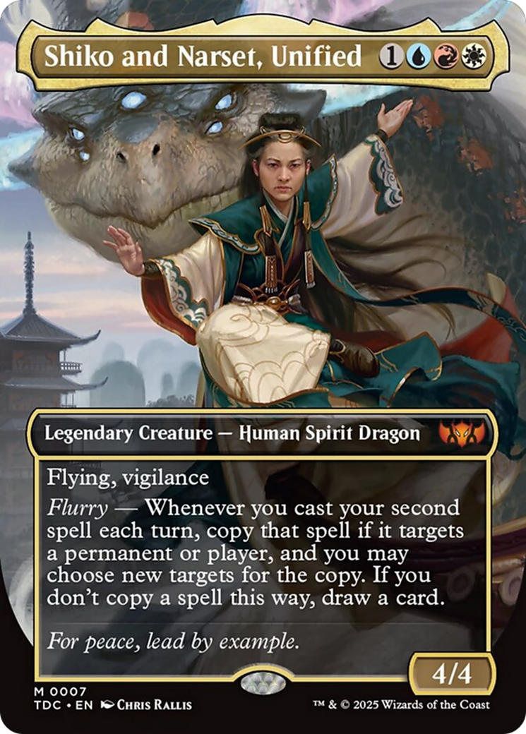 Shiko and Narset, Unified (Borderless) [Tarkir: Dragonstorm Commander] | Deep Dive Games St. Marys