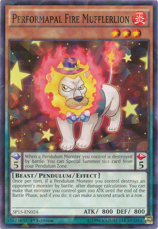 Performapal Fire Mufflerlion [SP15-EN024] Shatterfoil Rare | Deep Dive Games St. Marys