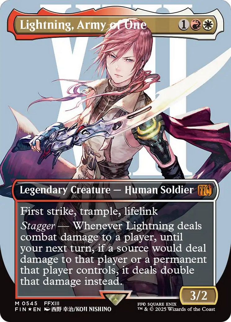 Lightning, Army of One (Borderless) (Surge Foil) [FINAL FANTASY] | Deep Dive Games St. Marys