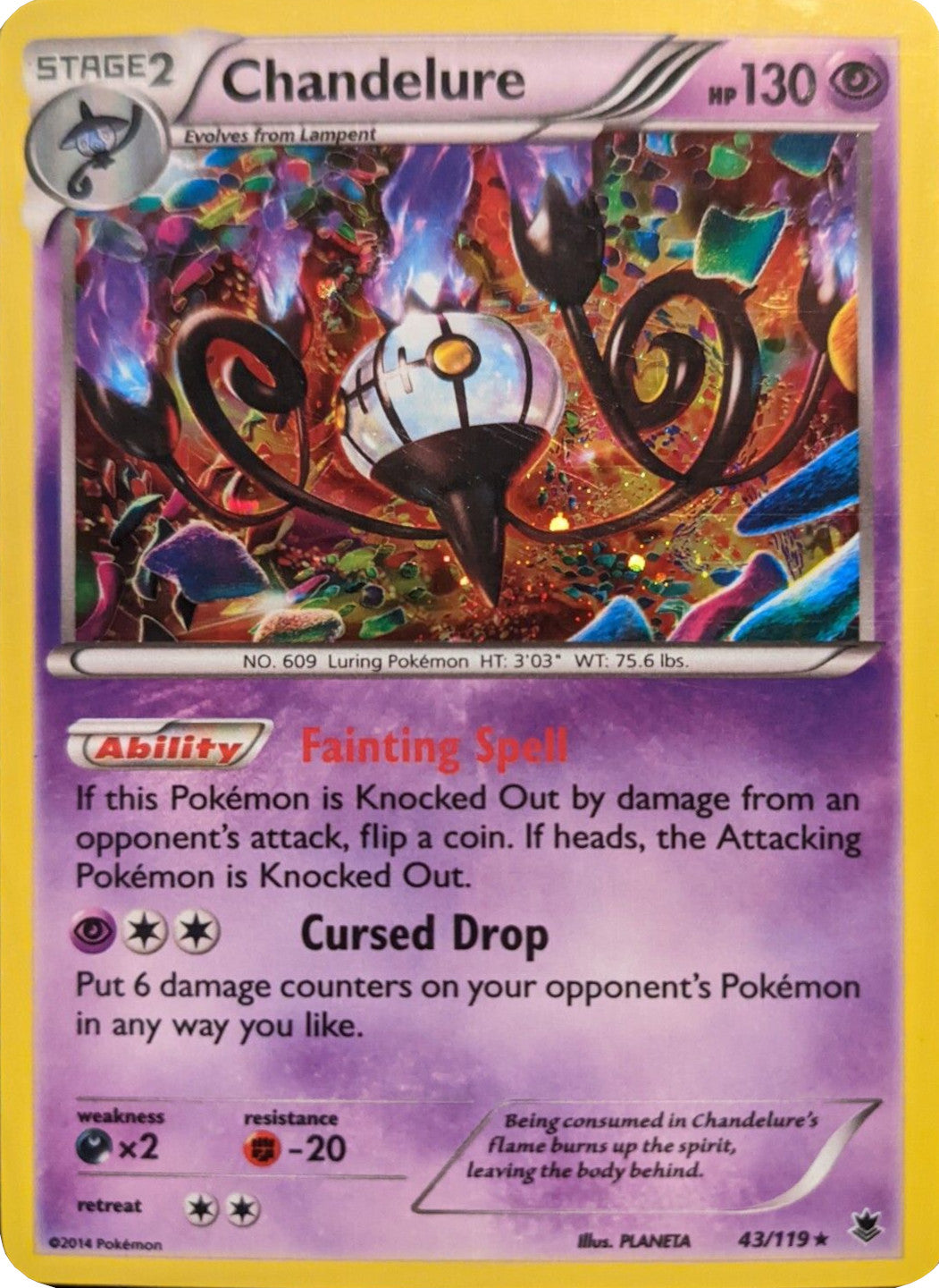 Chandelure (43/119) (Cosmos Holo) [XY: Phantom Forces] | Deep Dive Games St. Marys