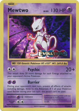 Mewtwo (51/108) (XY Evolutions Staff Prerelease) [XY: Black Star Promos] | Deep Dive Games St. Marys