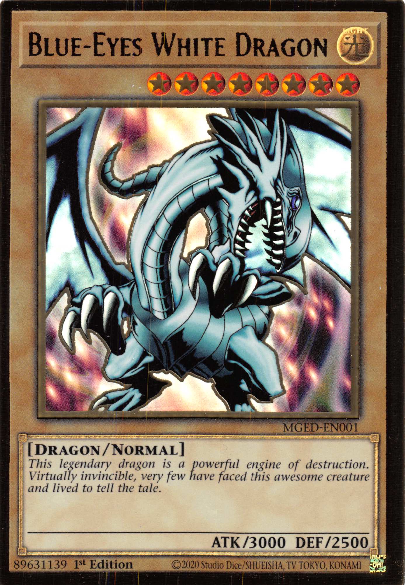 Blue-Eyes White Dragon (Alternate Art) [MGED-EN001] Gold Rare | Deep Dive Games St. Marys