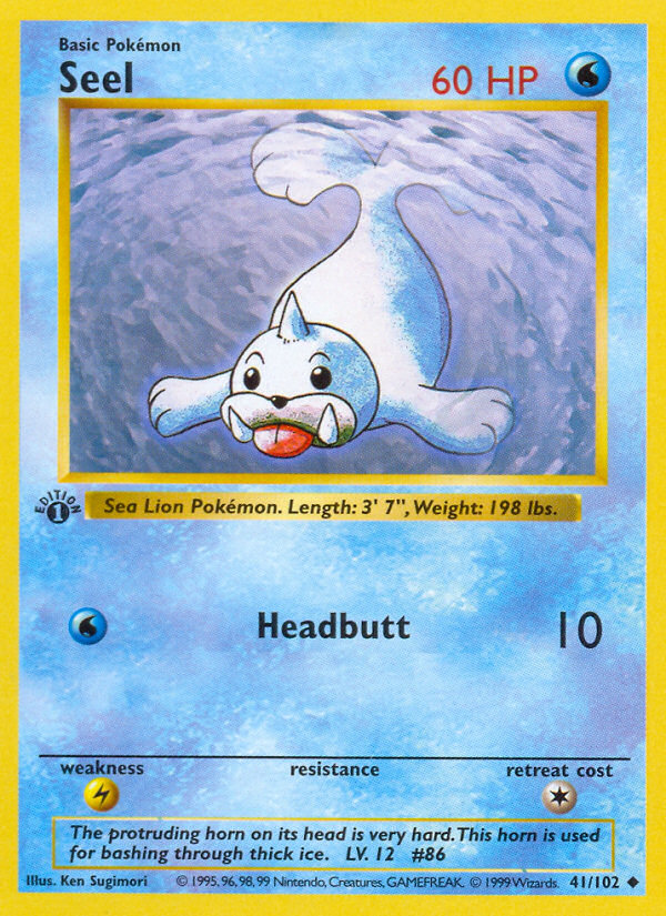 Seel (41/102) (Shadowless) [Base Set 1st Edition] | Deep Dive Games St. Marys