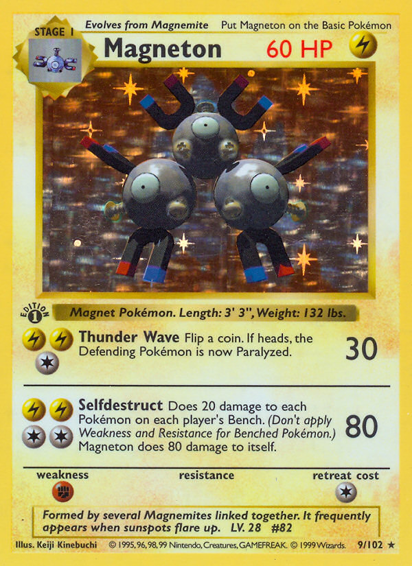 Magneton (9/102) (Shadowless) [Base Set 1st Edition] | Deep Dive Games St. Marys