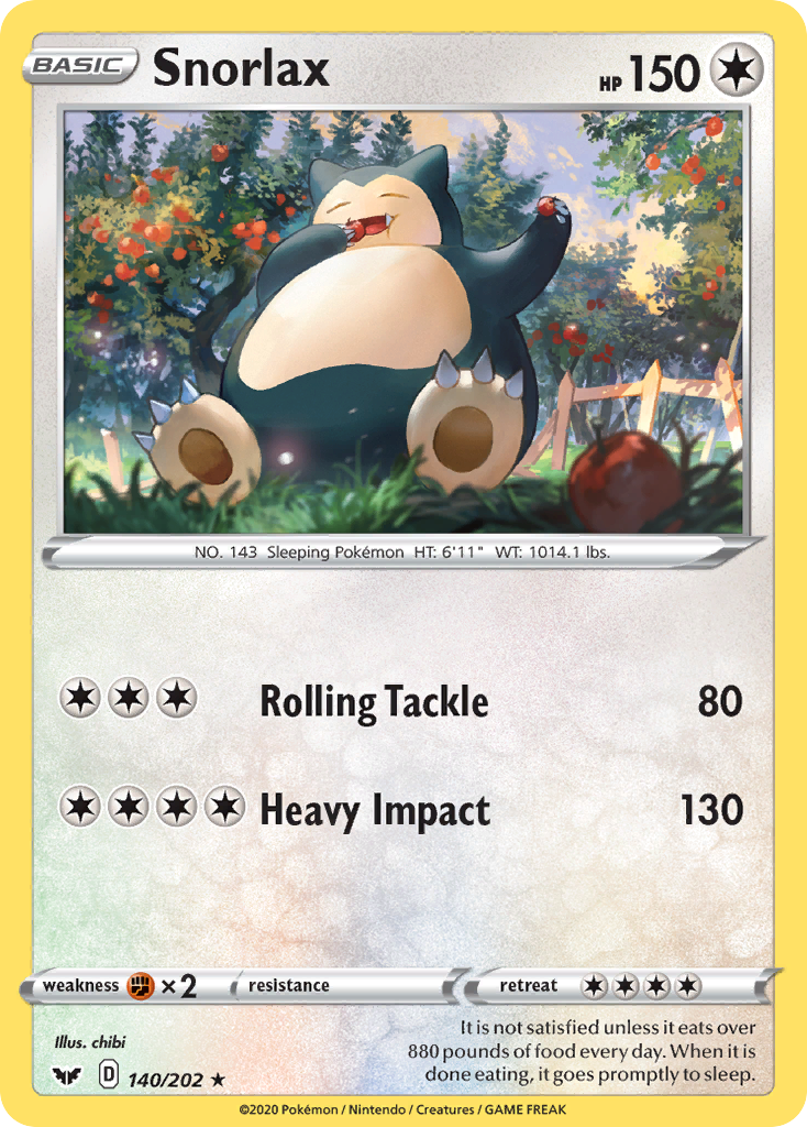 Snorlax (140/202) [Sword & Shield: Base Set] | Deep Dive Games St. Marys