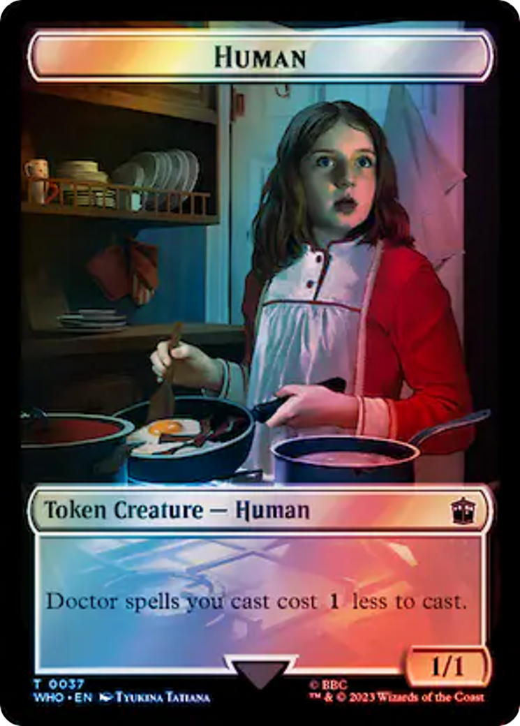 Human (0037) // Dinosaur Double-Sided Token (Surge Foil) [Doctor Who Tokens] | Deep Dive Games St. Marys