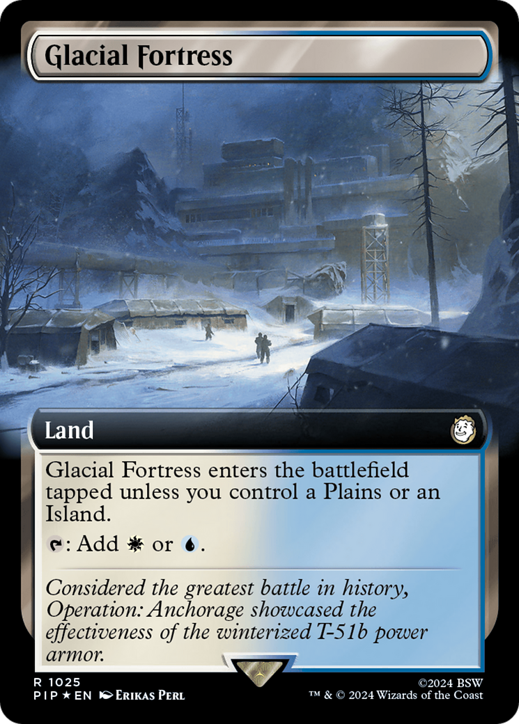 Glacial Fortress (Extended Art) (Surge Foil) [Fallout] | Deep Dive Games St. Marys