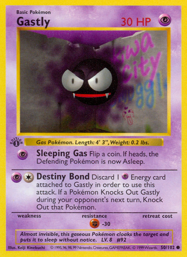 Gastly (50/102) (Shadowless) [Base Set 1st Edition] | Deep Dive Games St. Marys