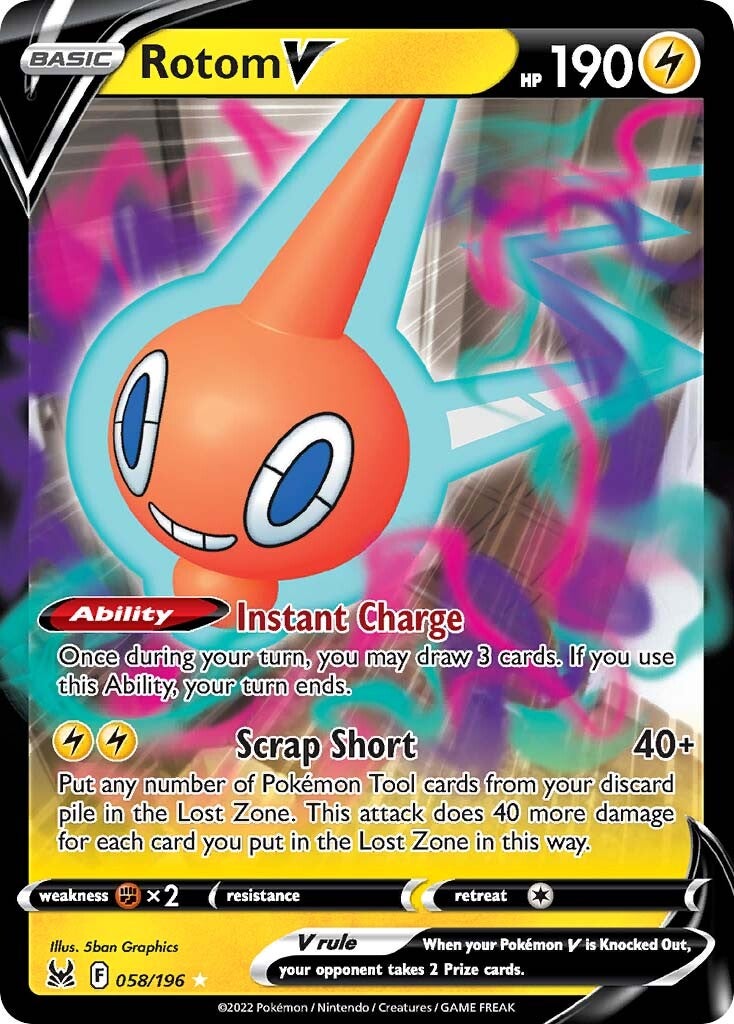 Rotom V (058/196) [Sword & Shield: Lost Origin] | Deep Dive Games St. Marys