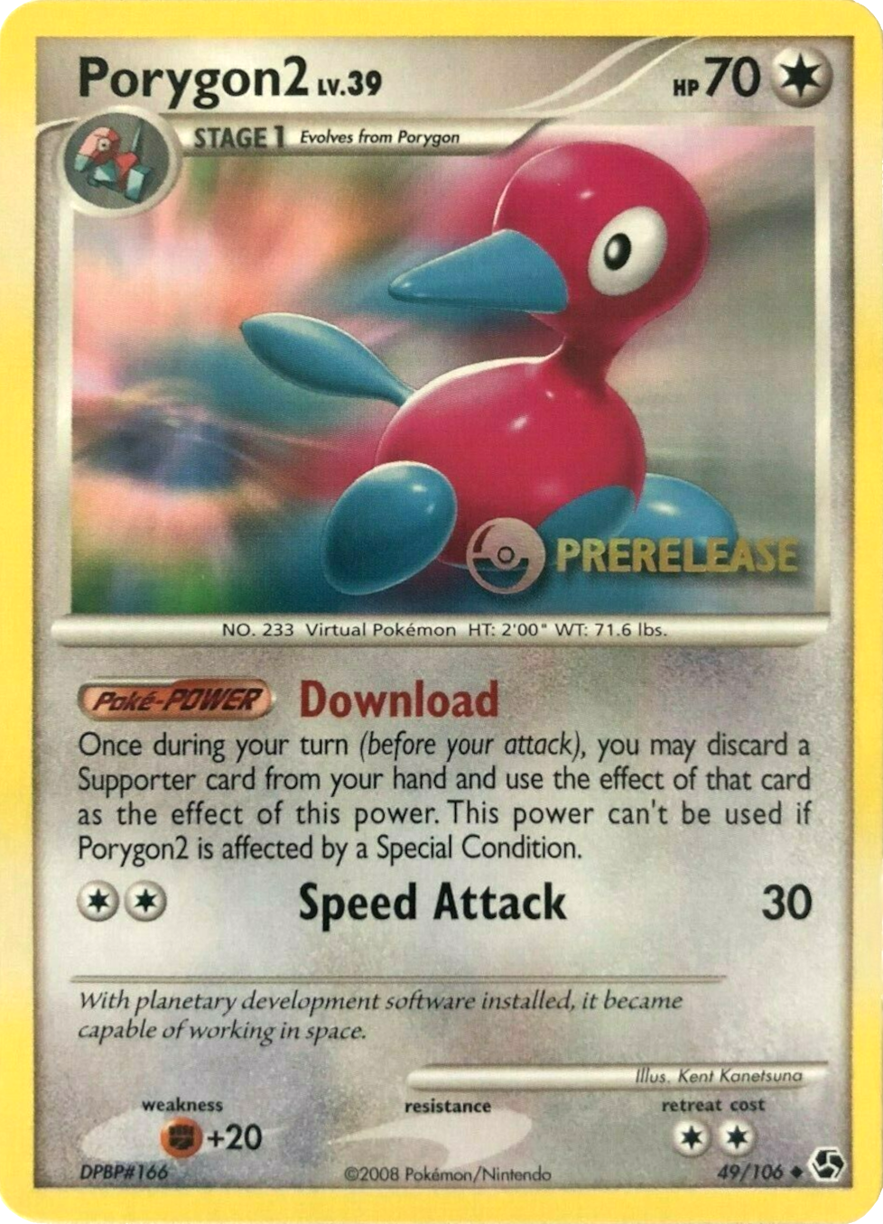 Porygon2 (49/106) (Prerelease Promo) [Diamond & Pearl: Black Star Promos] | Deep Dive Games St. Marys