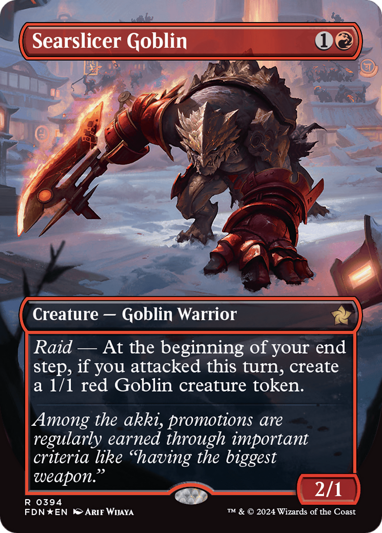 Searslicer Goblin (Borderless) (Mana Foil) [Foundations] | Deep Dive Games St. Marys