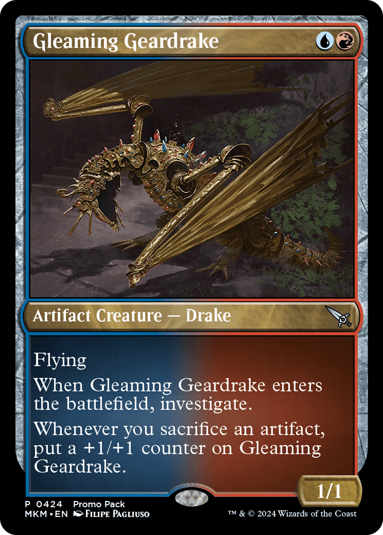 Gleaming Geardrake (Promo Pack) [Murders at Karlov Manor Promos] | Deep Dive Games St. Marys