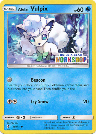 Alolan Vulpix (21/145) (Build A Bear Workshop Exclusive) [Sun & Moon: Guardians Rising] | Deep Dive Games St. Marys