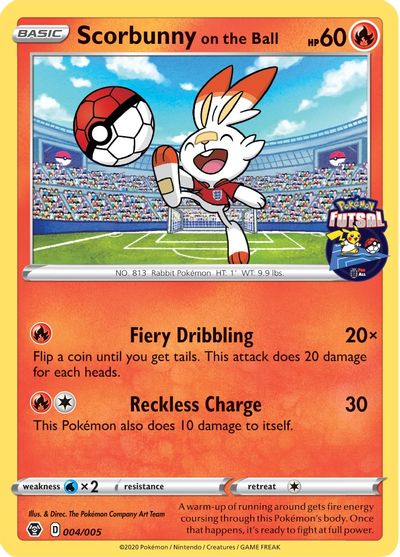 Scorbunny on the Ball (004/005) [Pokemon Futsal Collection] | Deep Dive Games St. Marys