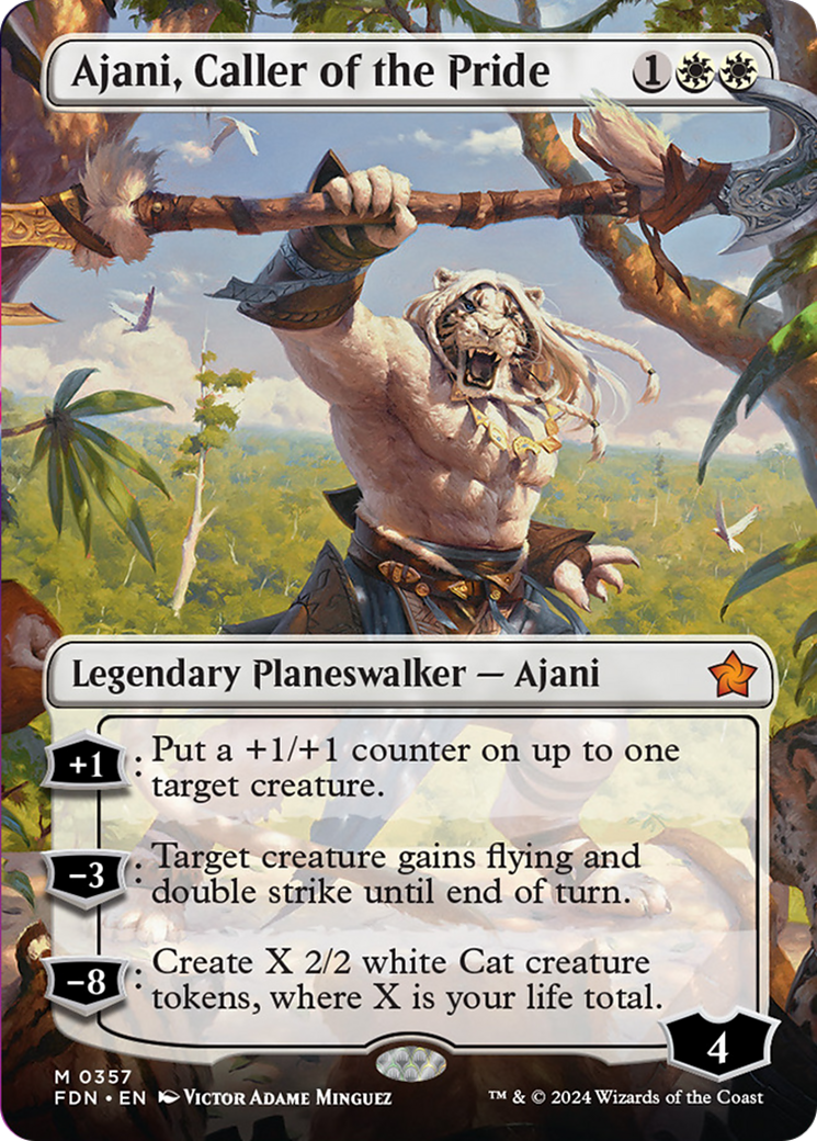 Ajani, Caller of the Pride (Borderless) [Foundations] | Deep Dive Games St. Marys