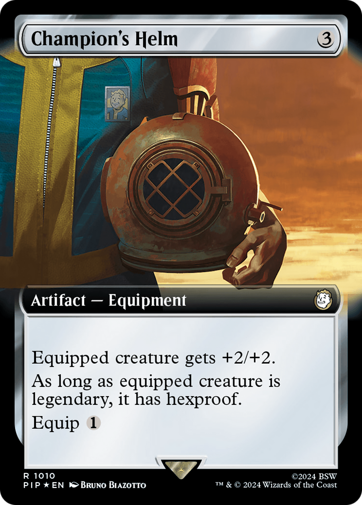 Champion's Helm (Extended Art) (Surge Foil) [Fallout] | Deep Dive Games St. Marys