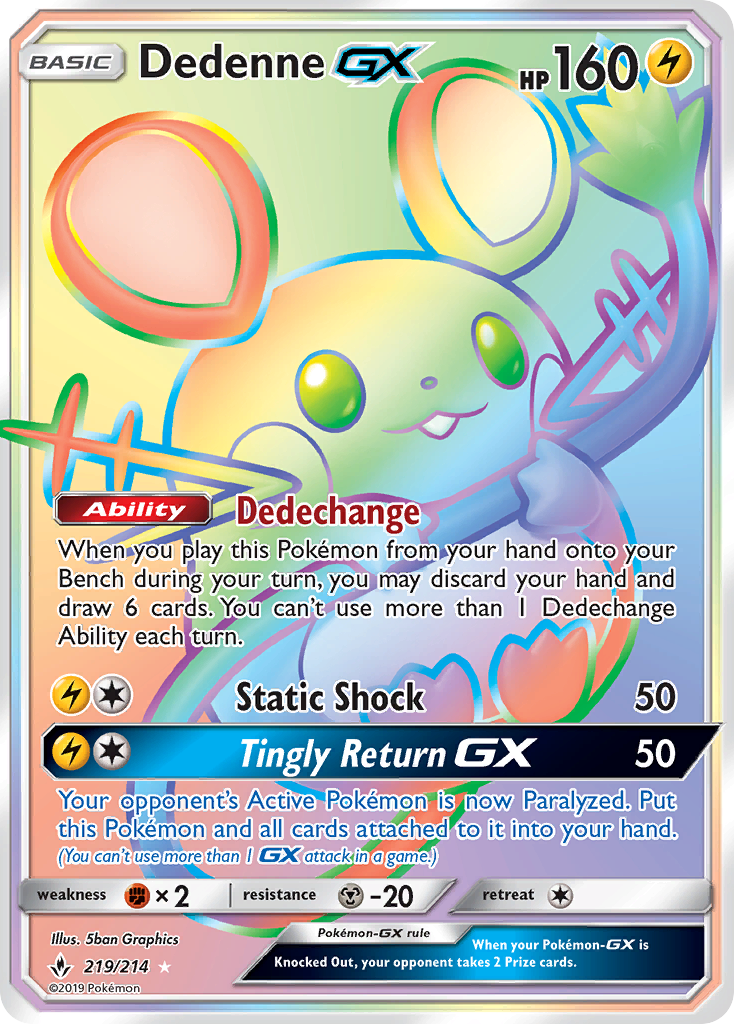 Dedenne GX (219/214) [Sun & Moon: Unbroken Bonds] | Deep Dive Games St. Marys