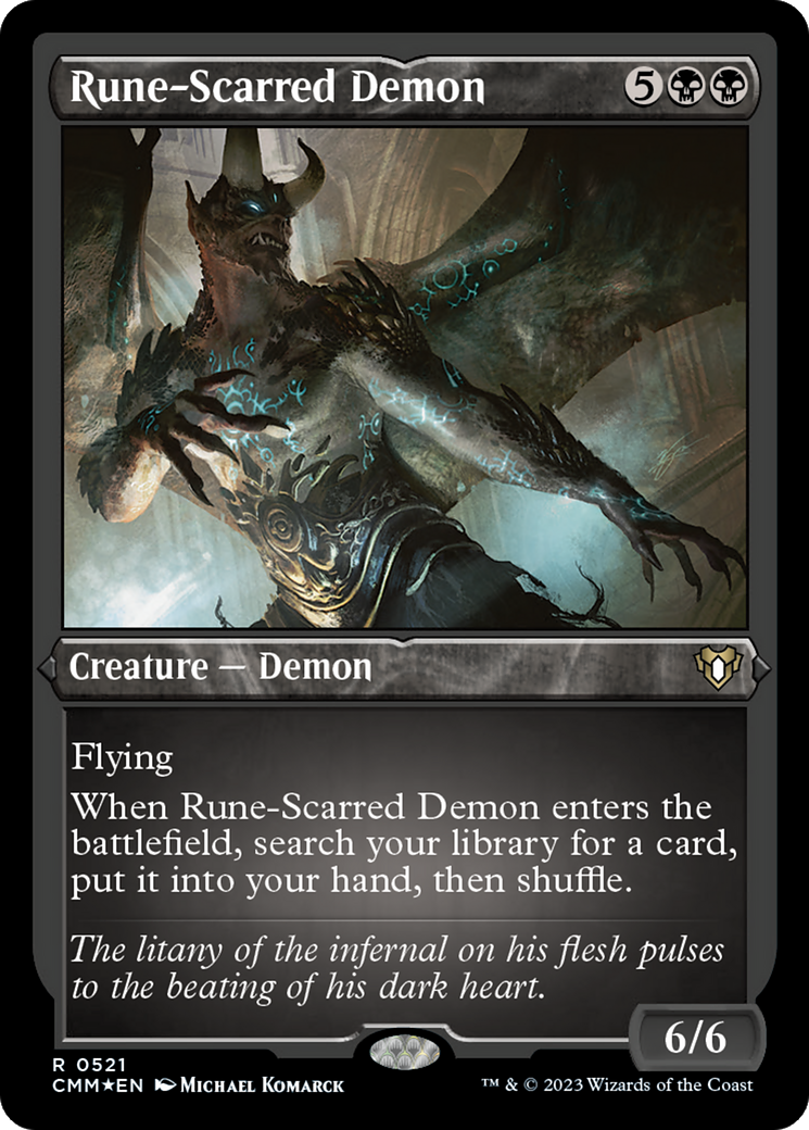 Rune-Scarred Demon (Foil Etched) [Commander Masters] | Deep Dive Games St. Marys