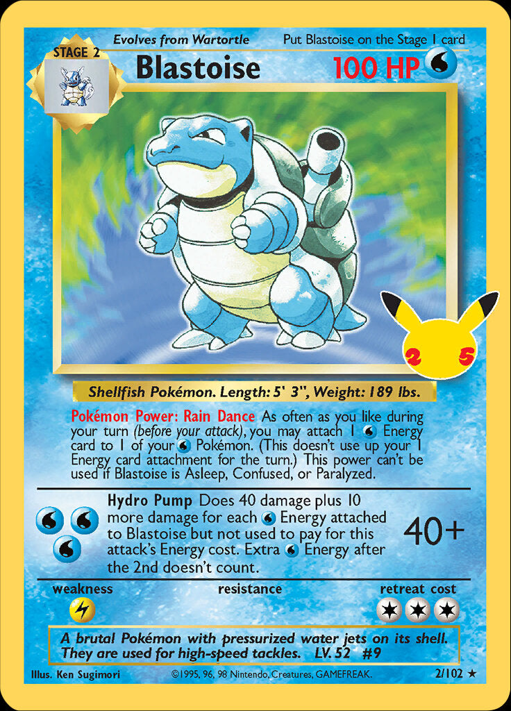 Blastoise (2/102) [Celebrations: 25th Anniversary - Classic Collection] | Deep Dive Games St. Marys