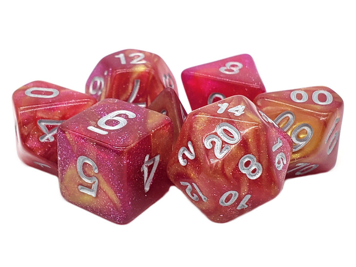 Old School 7 Piece DnD RPG Dice Set: Galaxy - Fire in the Sky | Deep Dive Games St. Marys