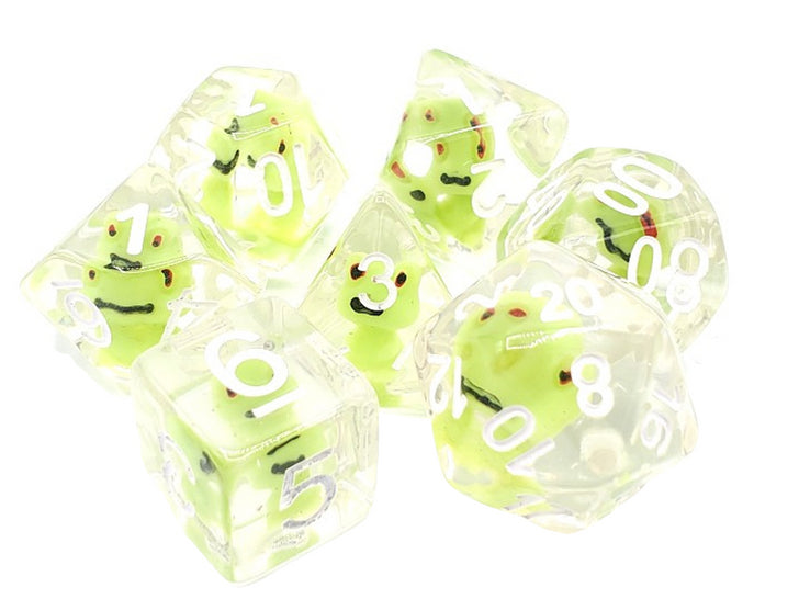 Old School 7 Piece DnD RPG Dice Set: Animal Kingdom - Froggy Time | Deep Dive Games St. Marys