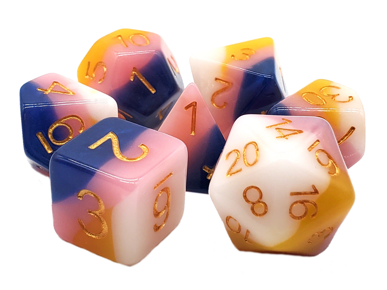 Old School 7 Piece DnD RPG Dice Set: Gradients - Boy or Girl? | Deep Dive Games St. Marys