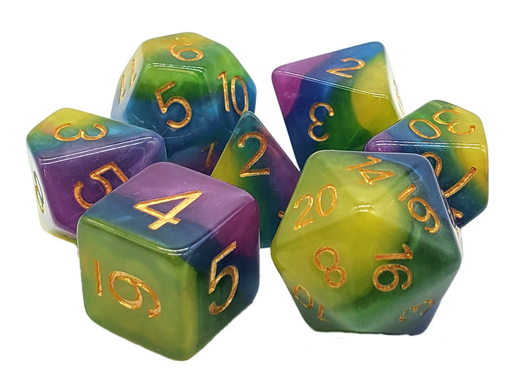 Old School 7 Piece DnD RPG Dice Set: Gradients - Royal Wedding | Deep Dive Games St. Marys