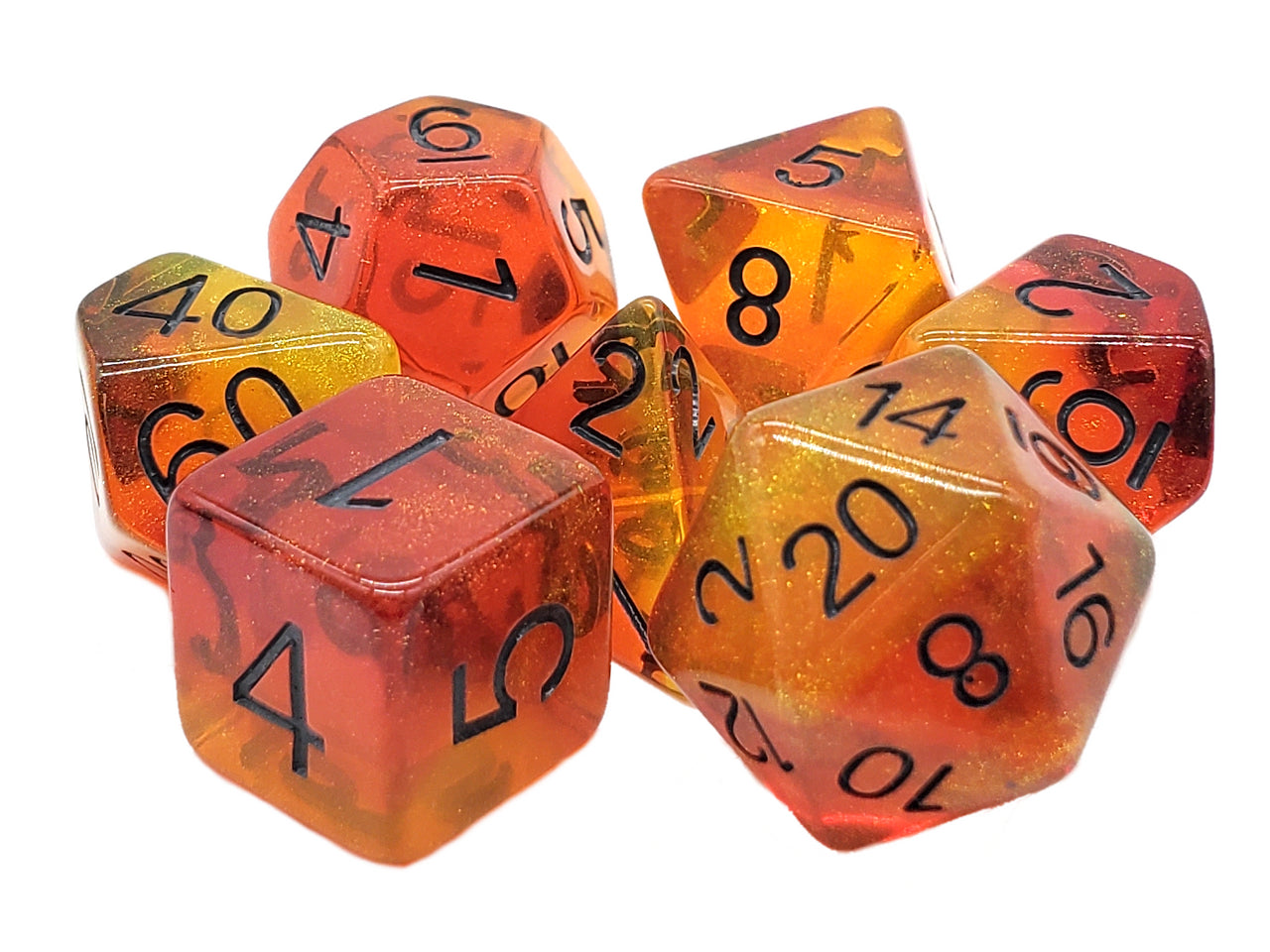 Old School 7 Piece DnD RPG Dice Set: Gradients - Sunset Flame | Deep Dive Games St. Marys