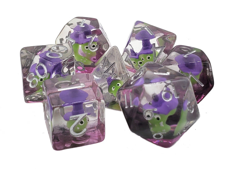 Old School 7 Piece DnD RPG Dice Set: Infused - Green Goblin | Deep Dive Games St. Marys