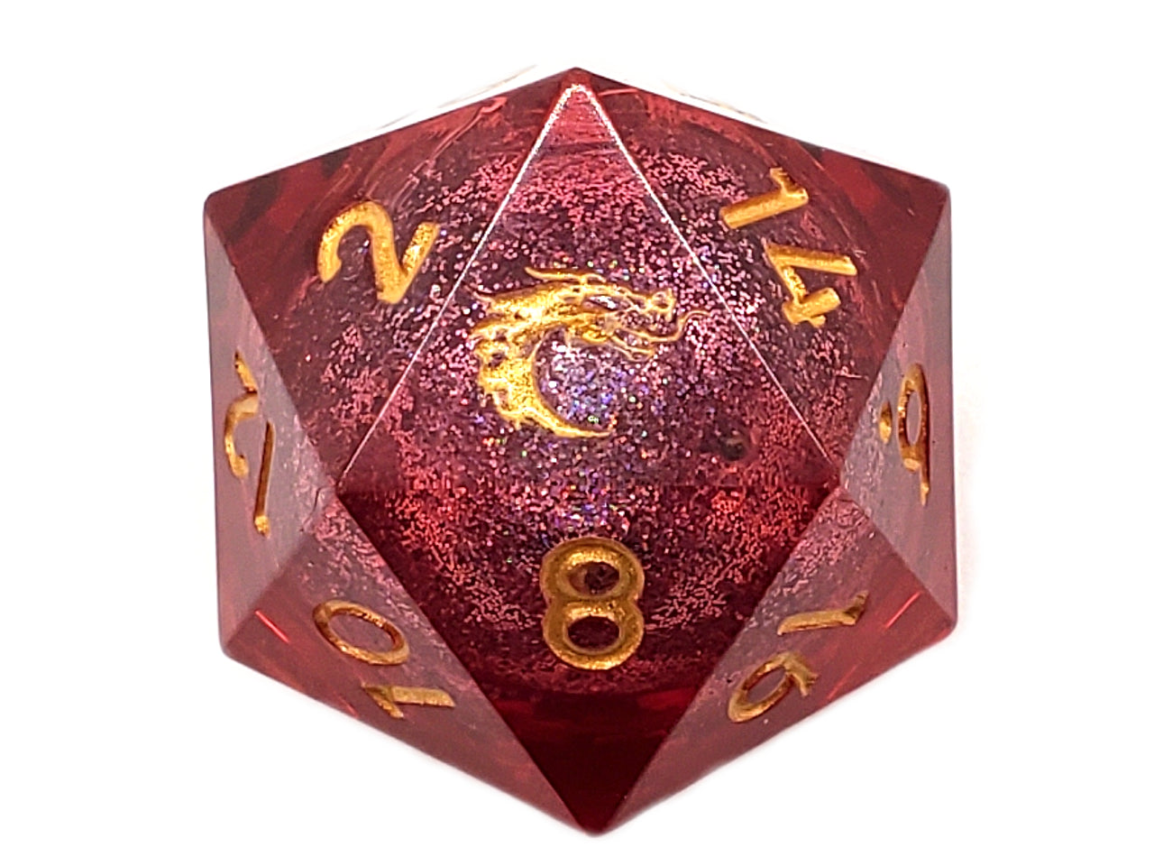 Old School Sharp Edged 22mm D20: Liquid Infused - Crimson Fury | Deep Dive Games St. Marys