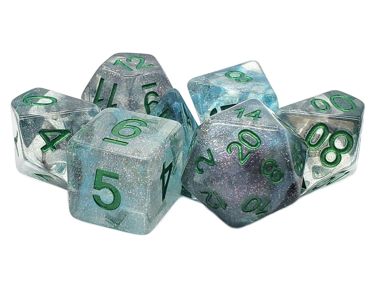 Old School 7 Piece DnD RPG Dice Set: Luminous - Blue Moon | Deep Dive Games St. Marys