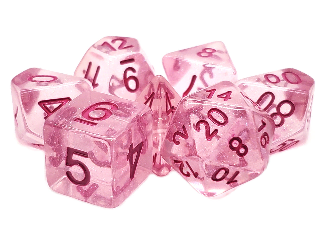 Old School 7 Piece DnD RPG Dice Set: Luminous - Pink Planet | Deep Dive Games St. Marys