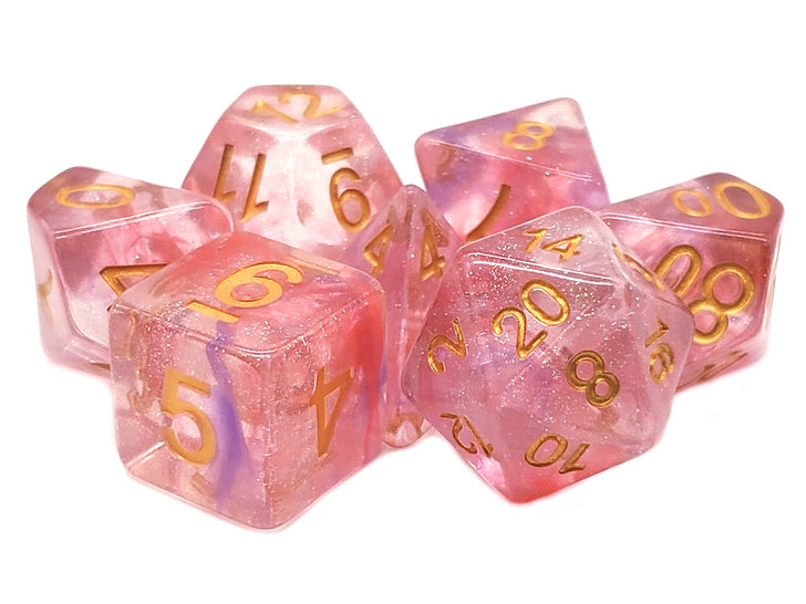 Old School 7 Piece DnD RPG Dice Set: Luminous - Red Ruby | Deep Dive Games St. Marys