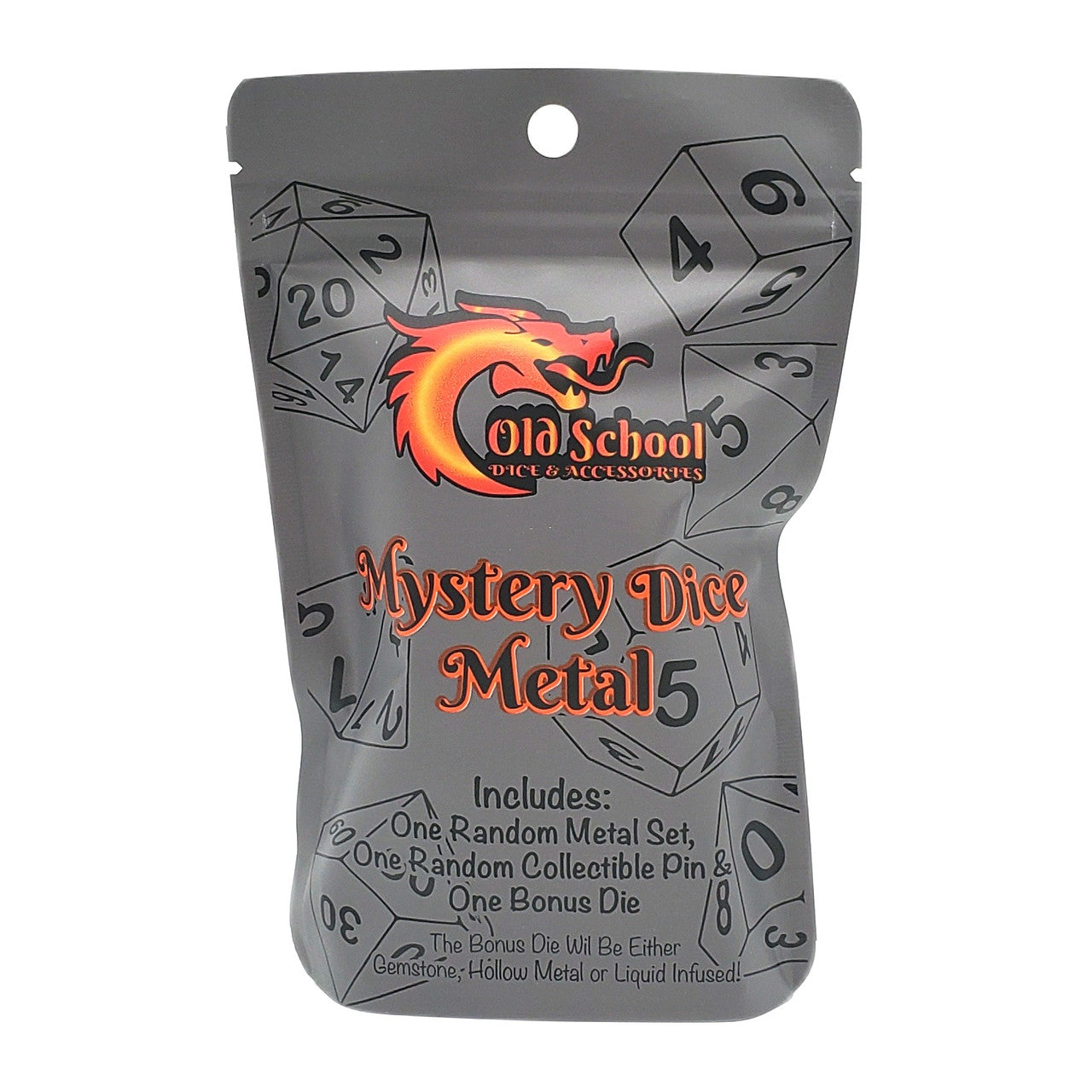 Mystery Dice - Metal: 7-Piece Metal Set & Collectible Pin w/ Bonus Premium Dice | Deep Dive Games St. Marys