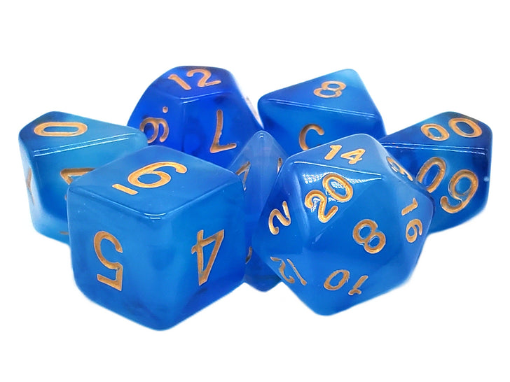 Old School 7 Piece DnD RPG Dice Set: Nebula - Blue | Deep Dive Games St. Marys