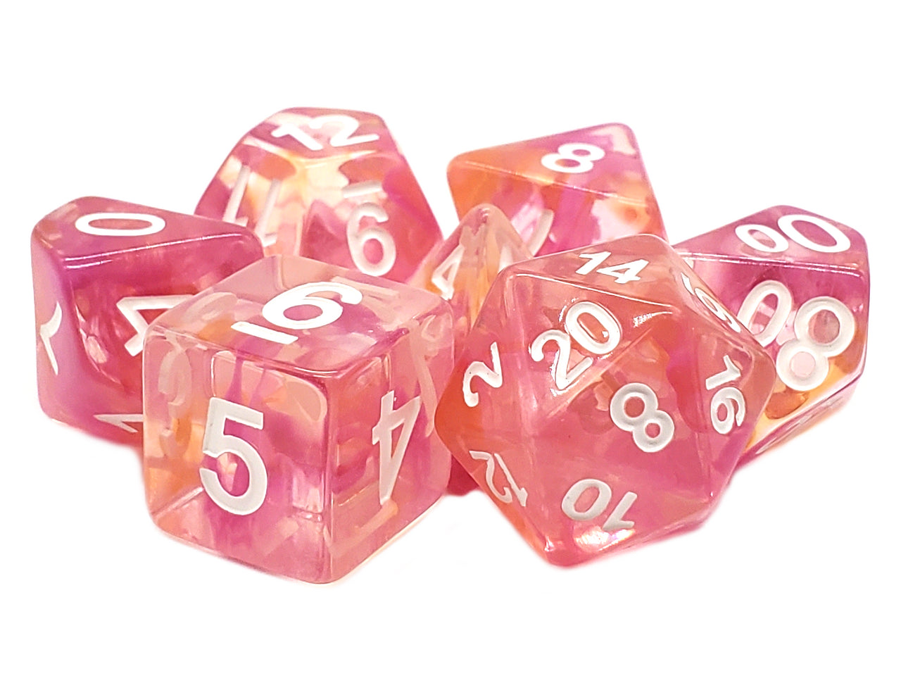 Old School 7 Piece DnD RPG Dice Set: Nebula - Orange & Pink | Deep Dive Games St. Marys