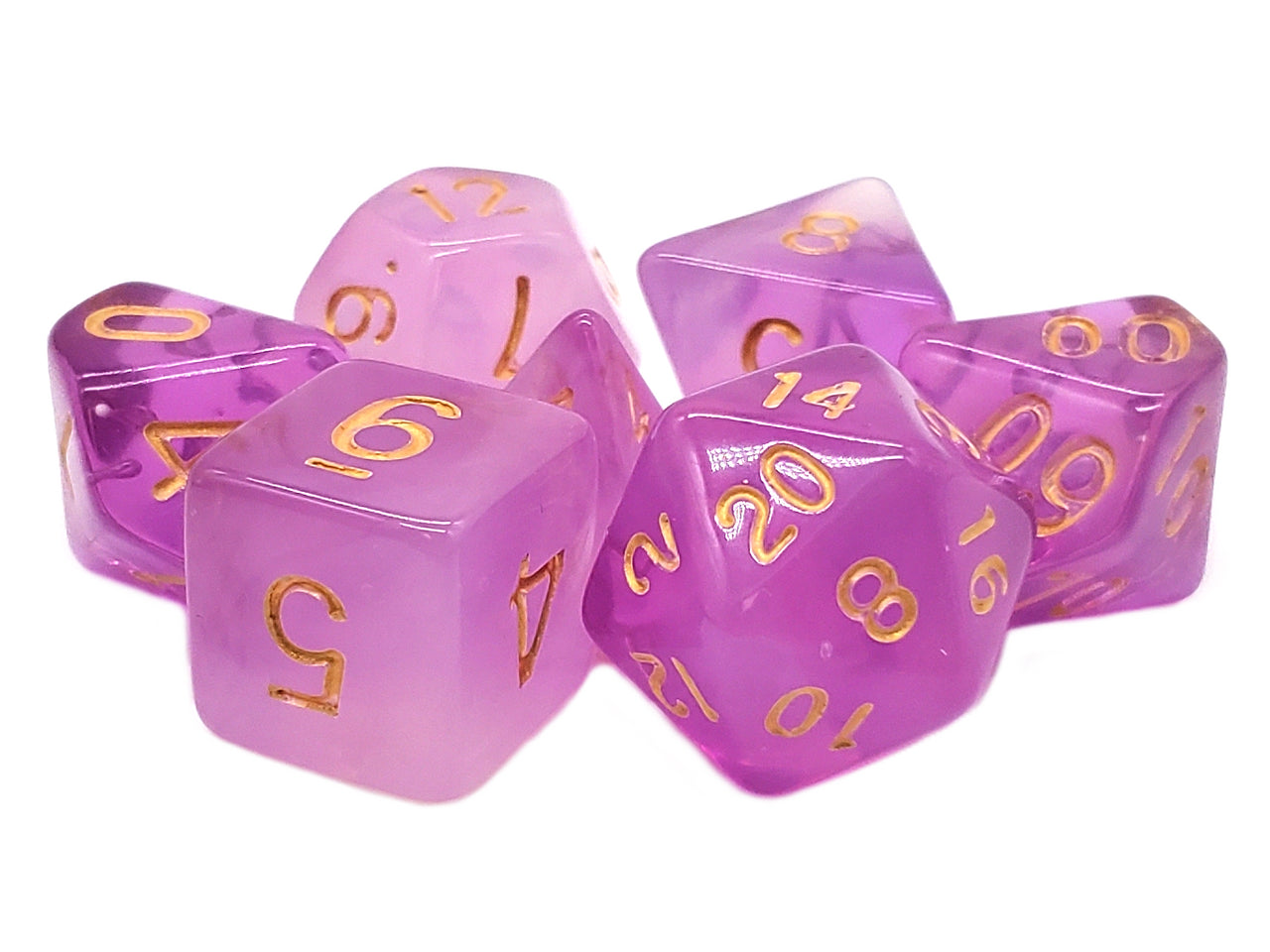 Old School 7 Piece DnD RPG Dice Set: Nebula - Light Purple | Deep Dive Games St. Marys