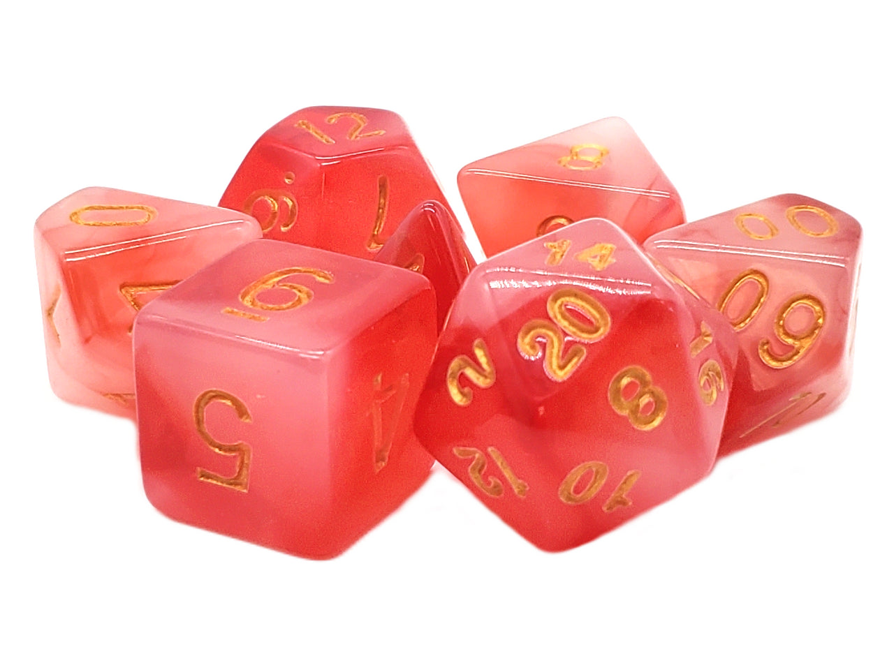 Old School 7 Piece DnD RPG Dice Set: Nebula - Red | Deep Dive Games St. Marys