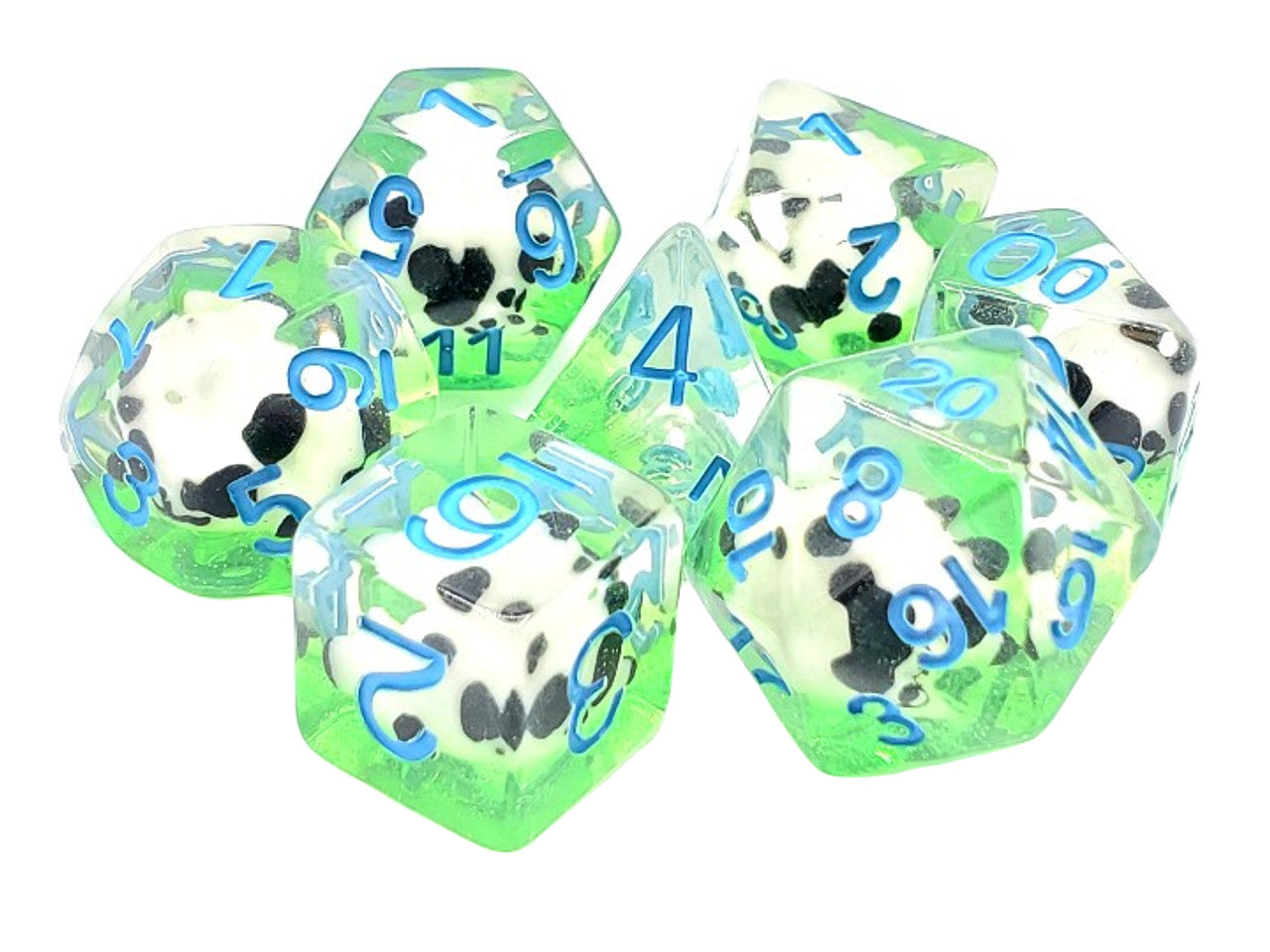 Old School 7 Piece DnD RPG Dice Set: Animal Kingdom - Panda Party | Deep Dive Games St. Marys