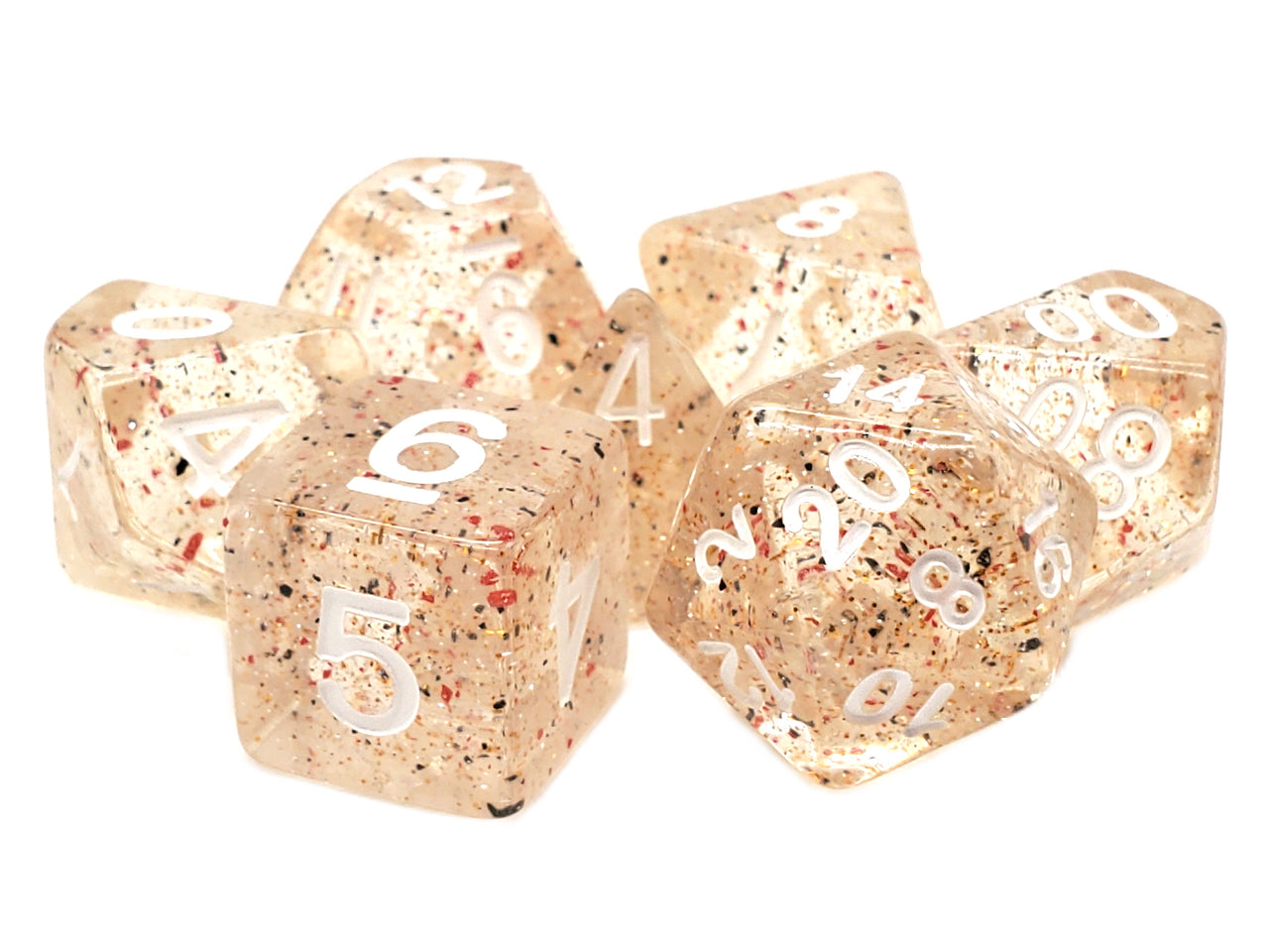 Old School 7 Piece DnD RPG Dice Set: Particles - Confetti | Deep Dive Games St. Marys