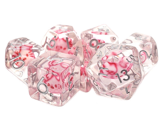 Old School 7 Piece DnD RPG Dice Set: Animal Kingdom - Purrfect Pink Cat | Deep Dive Games St. Marys