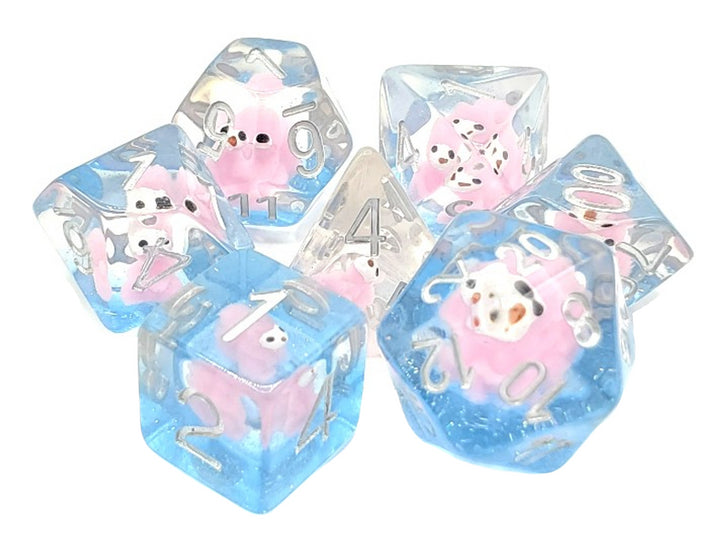 Old School 7 Piece DnD RPG Dice Set: Animal Kingdom - Pink Squirrel | Deep Dive Games St. Marys