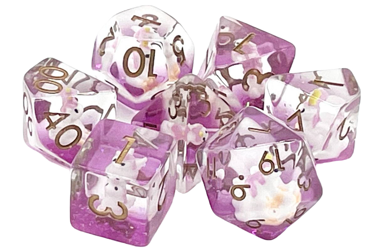 Old School 7 Piece DnD RPG Dice Set: Animal Kingdom - Pink Unicorn | Deep Dive Games St. Marys