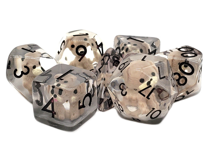 Old School 7 Piece DnD RPG Dice Set: Animal Kingdom - Puppy Dog - New | Deep Dive Games St. Marys