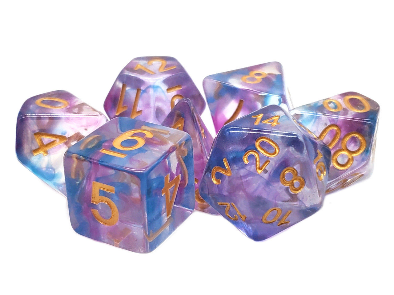 Old School 7 Piece DnD RPG Dice Set: Nebula - Purple & Blue | Deep Dive Games St. Marys